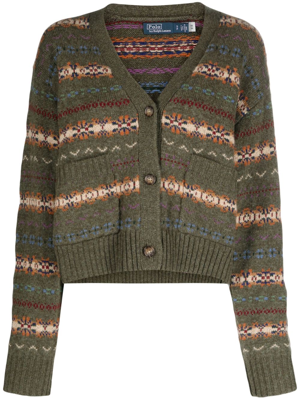 Fair-isle knit cardigan - Green