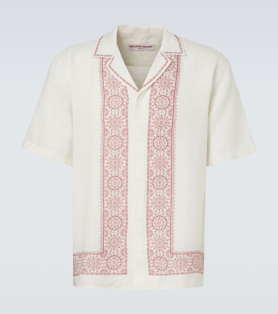 Maitan printed linen bowling shirt