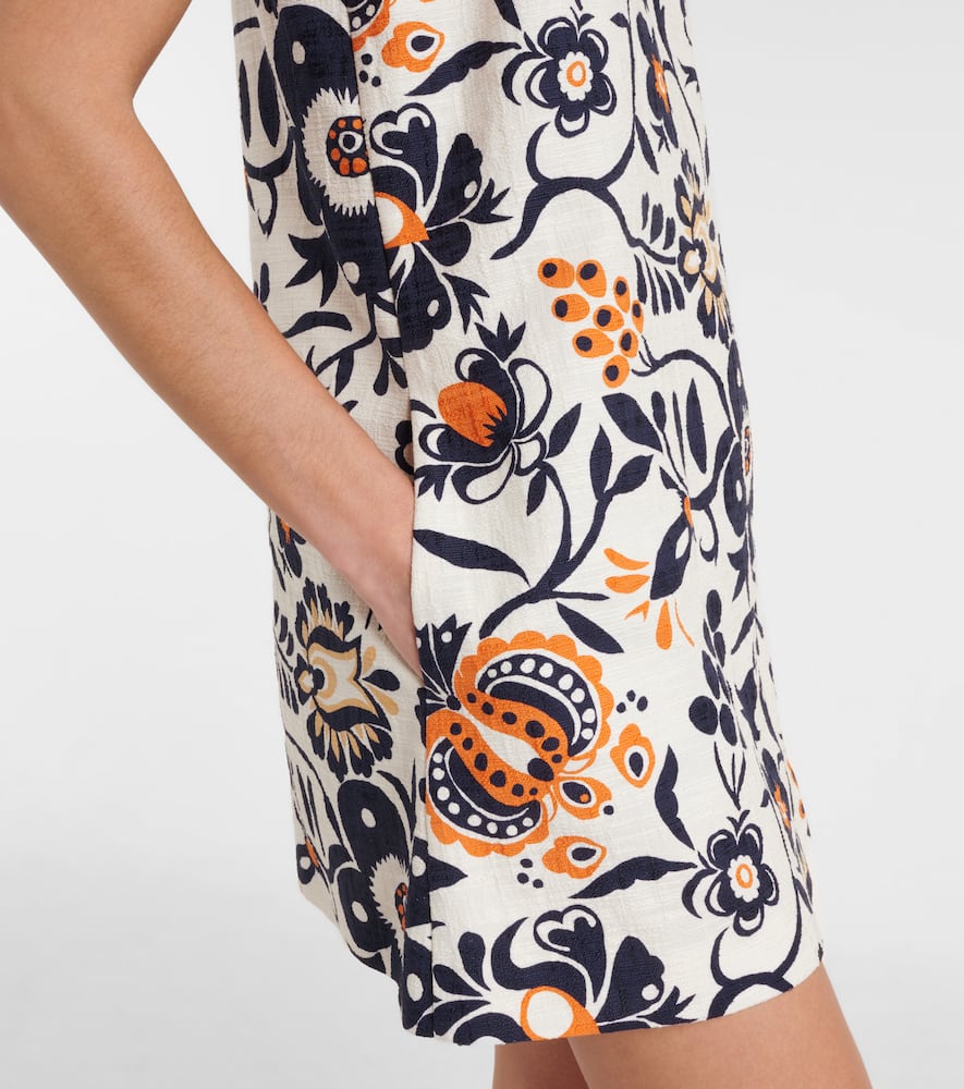 Racer printed cotton poplin minidress