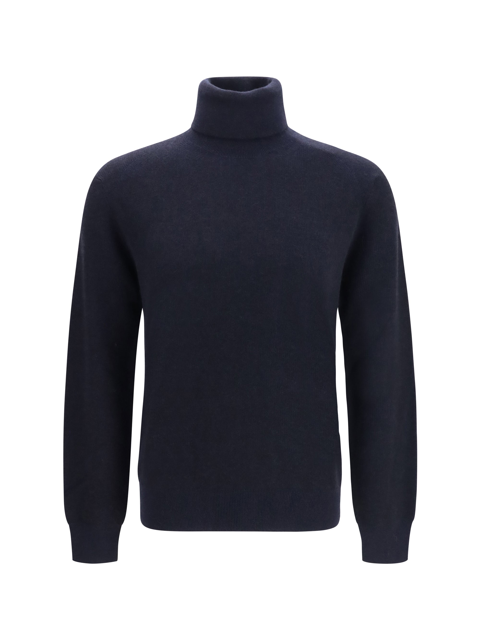 Wool and Cashmere Turtleneck Sweater — Navy