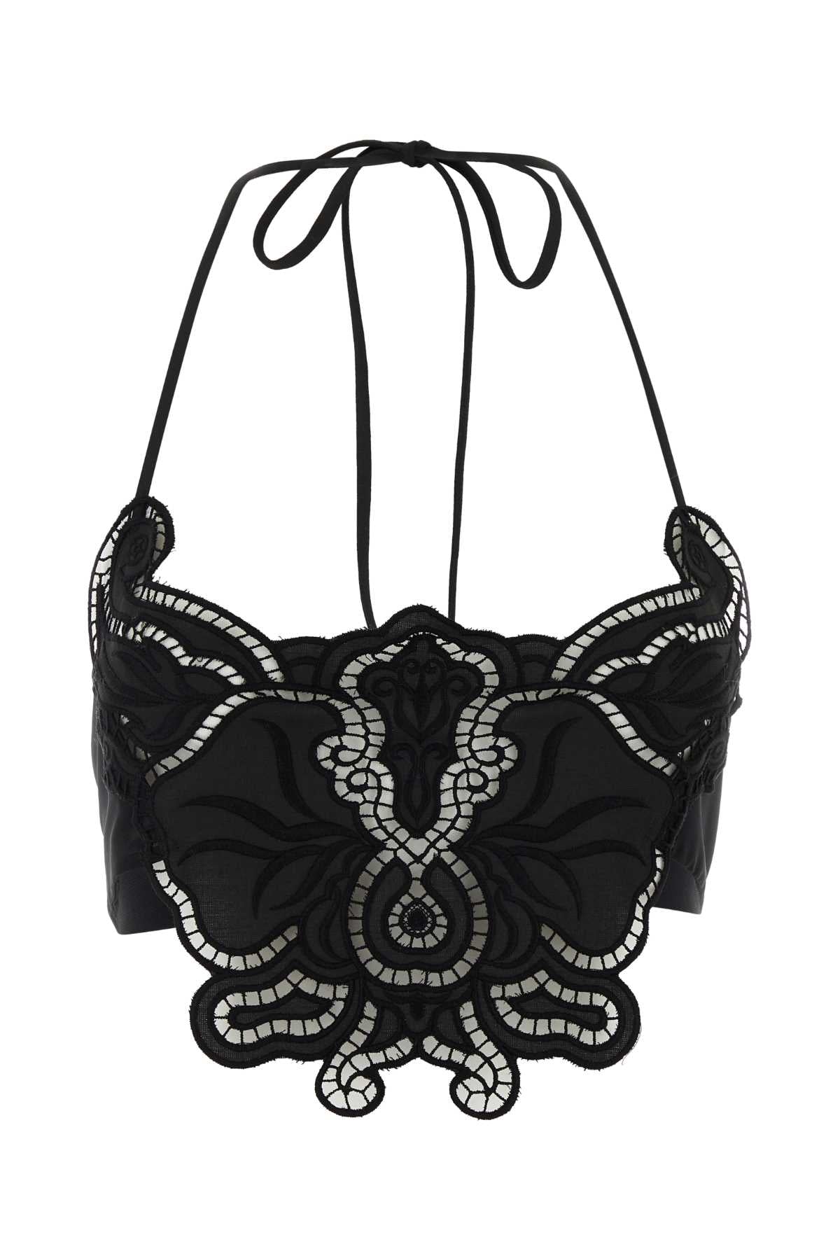 Lace-Trimmed Bodysuit — Black