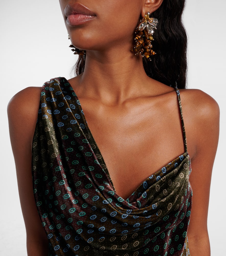 Draped printed velvet top
