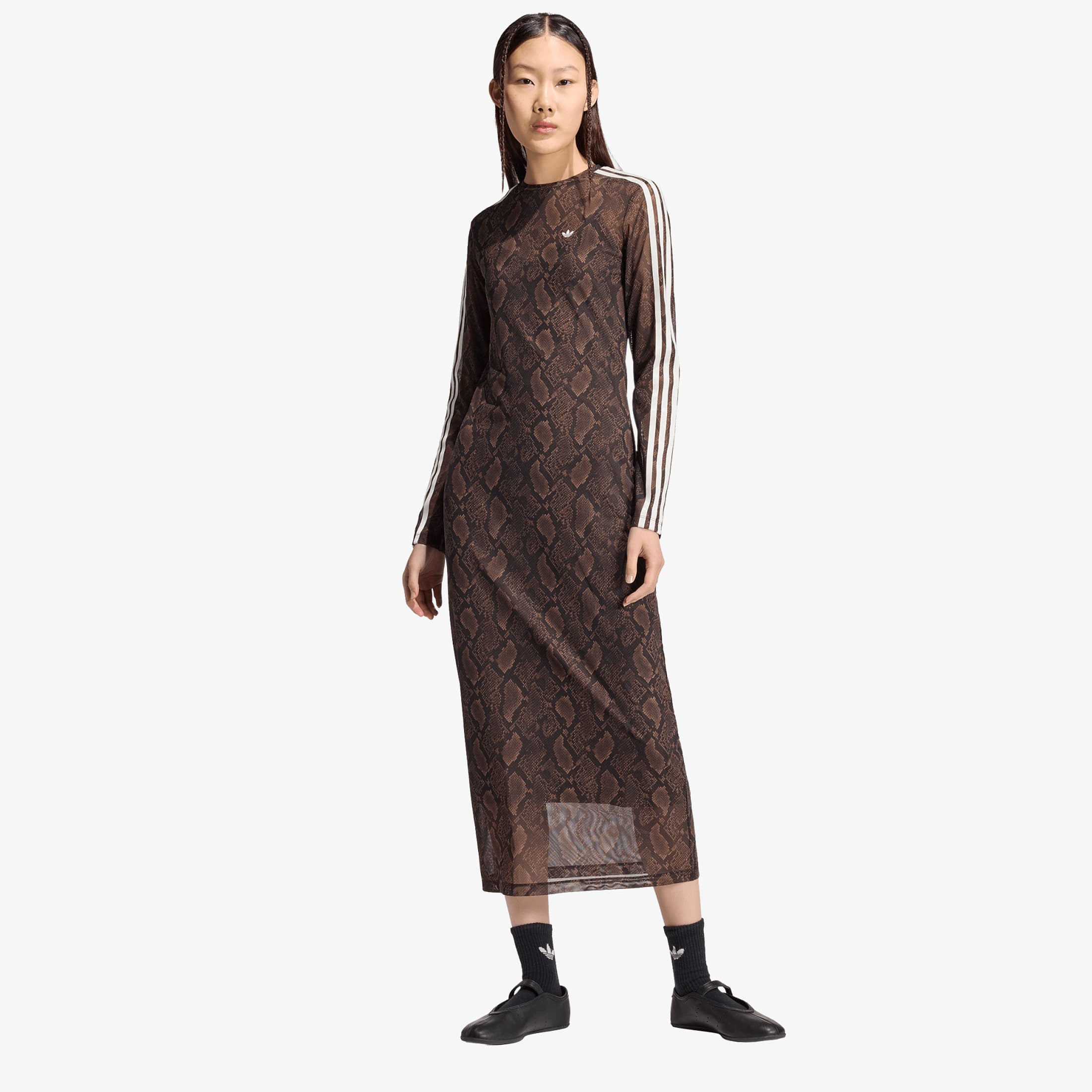 Adidas Snake Print Maxi Dress Earth Strata/ Aurora Coffee