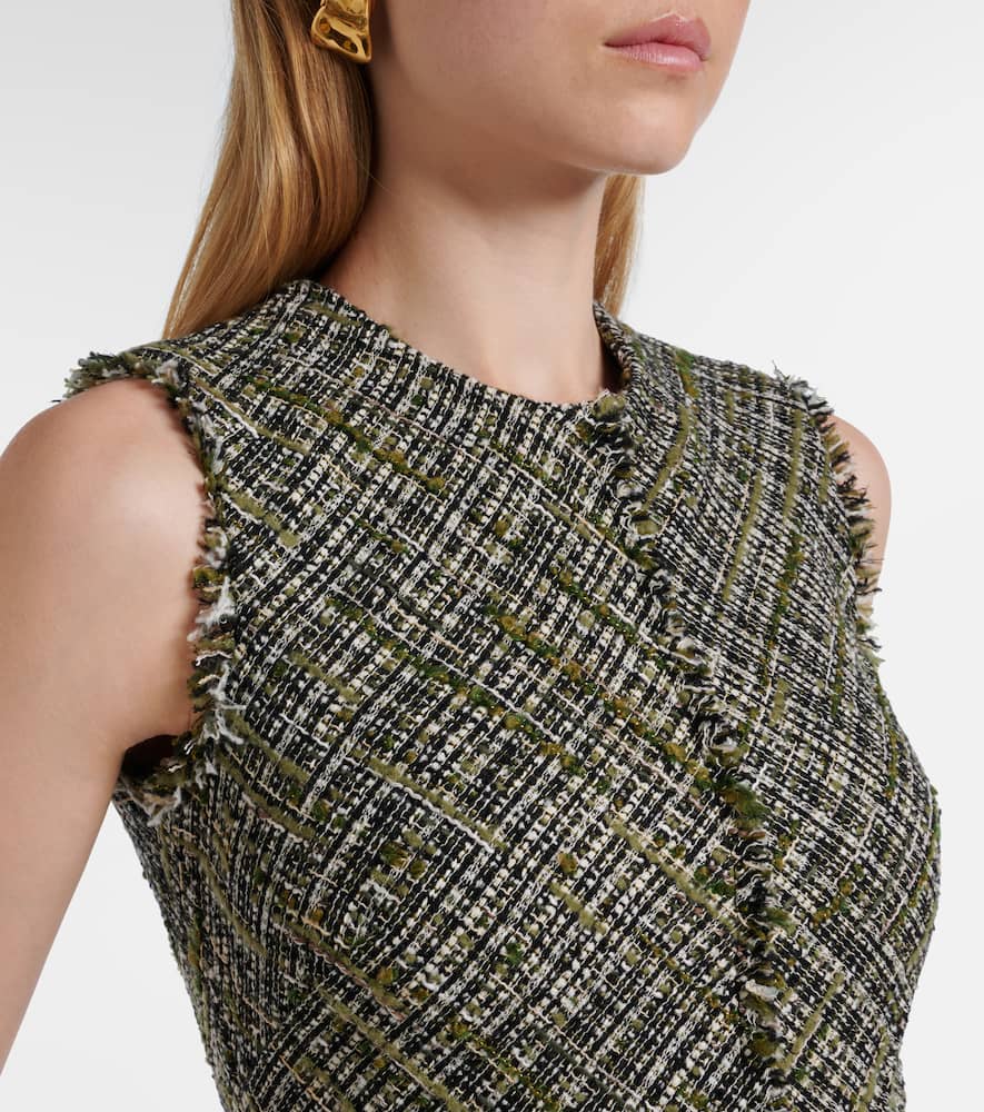 Draped tweed midi dress