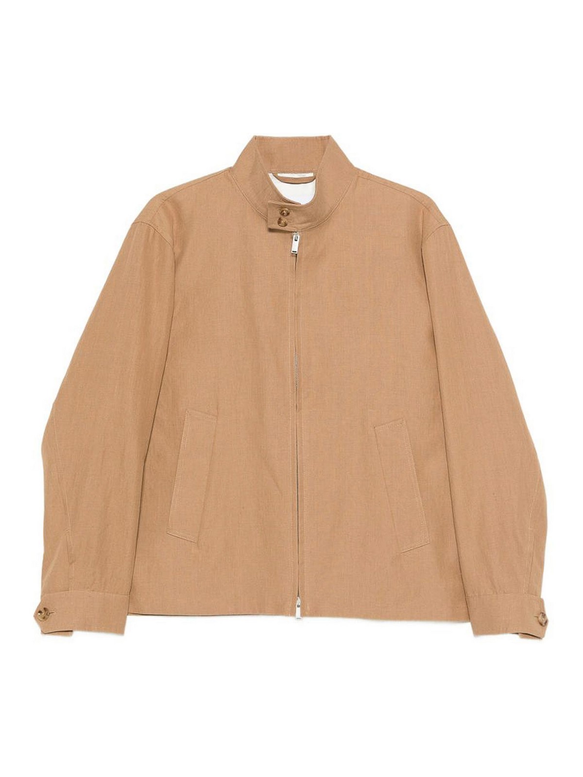 Lardini - high collar long sleeve coat button detai