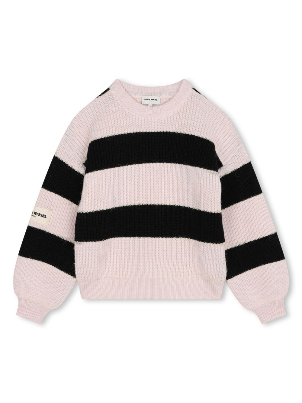 Logo-patch striped jumper - Neutrals