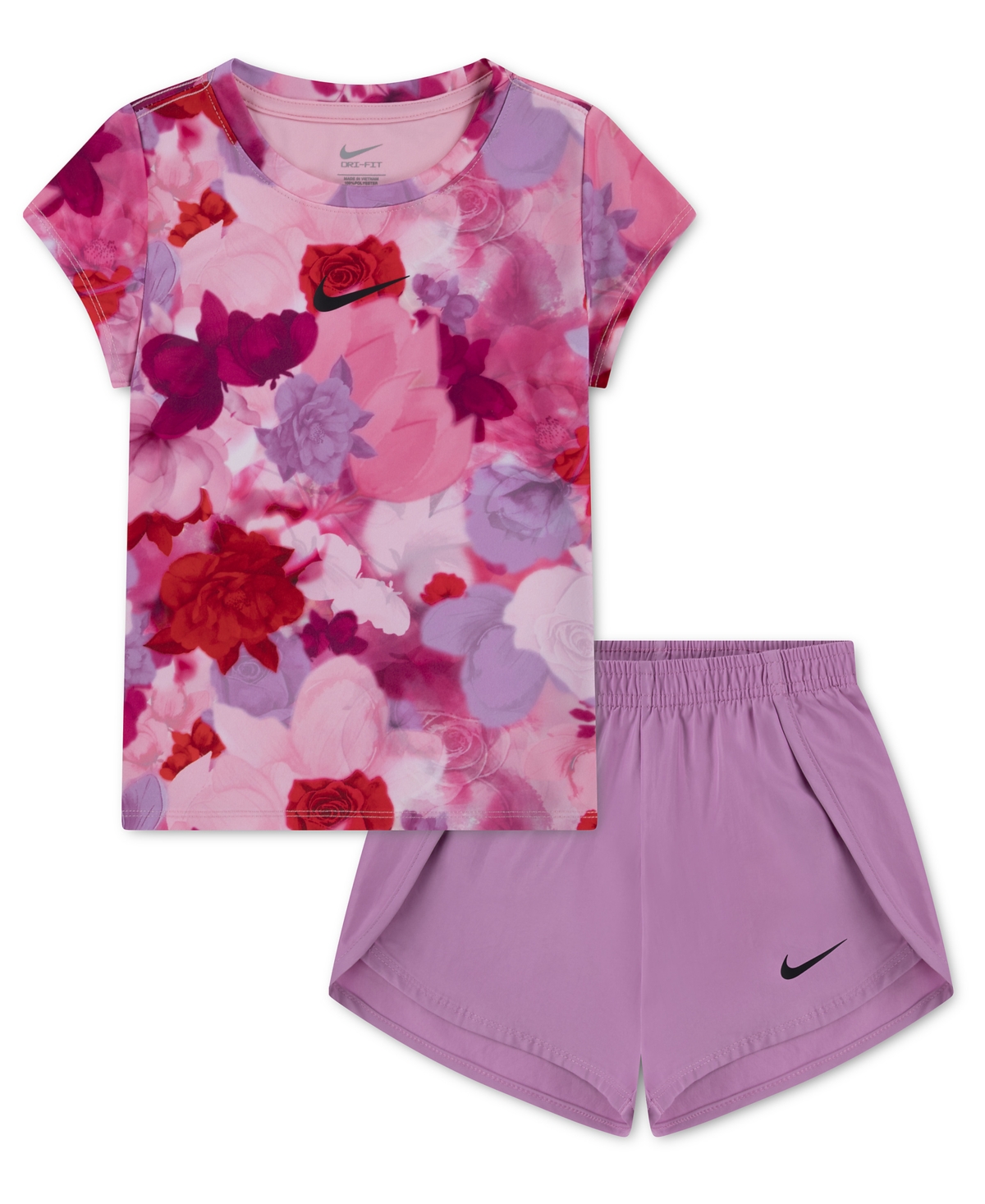 Girls' 4-6X Move With Nature Crewneck T-Shirt and Shorts, 2-Piece Set - Light Magenta