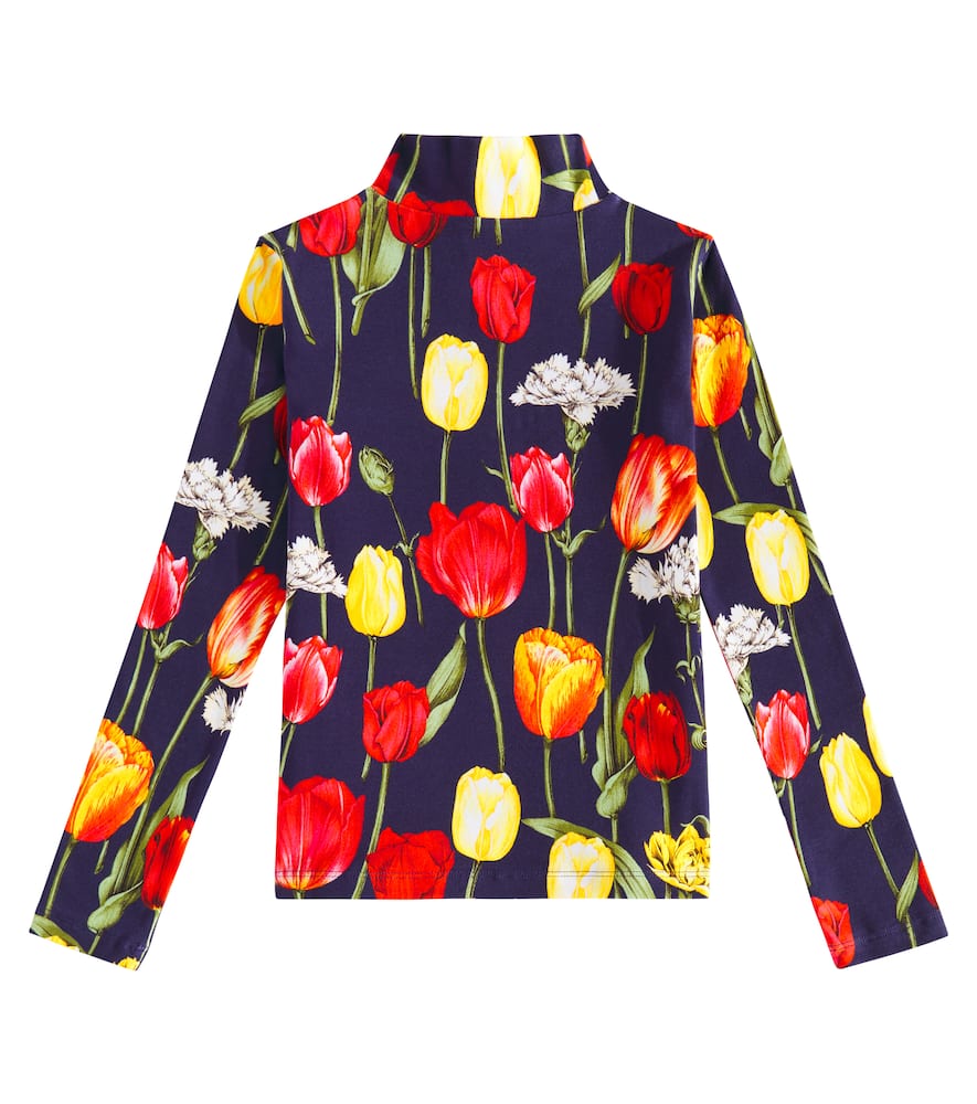 Floral cotton-blend top