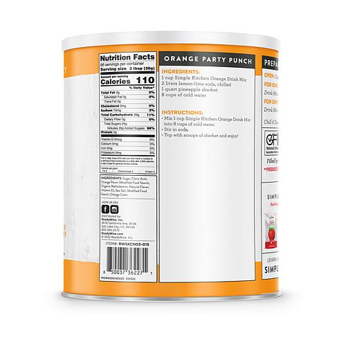 ReadyWise Orange Drink Mix- 86 Serving Can