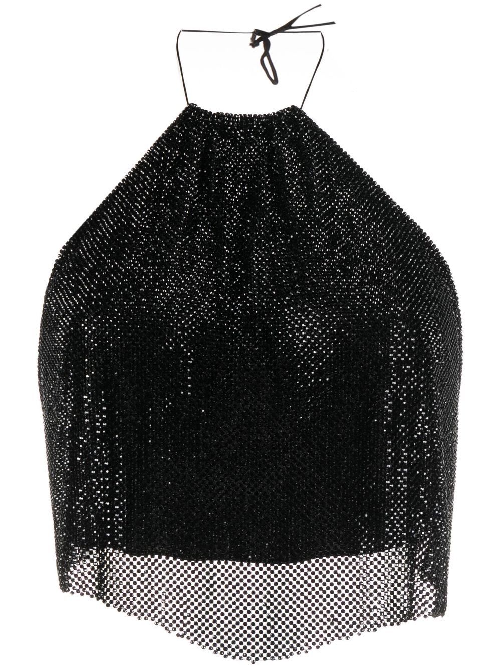 Rhinestone-embellished cropped top - Black