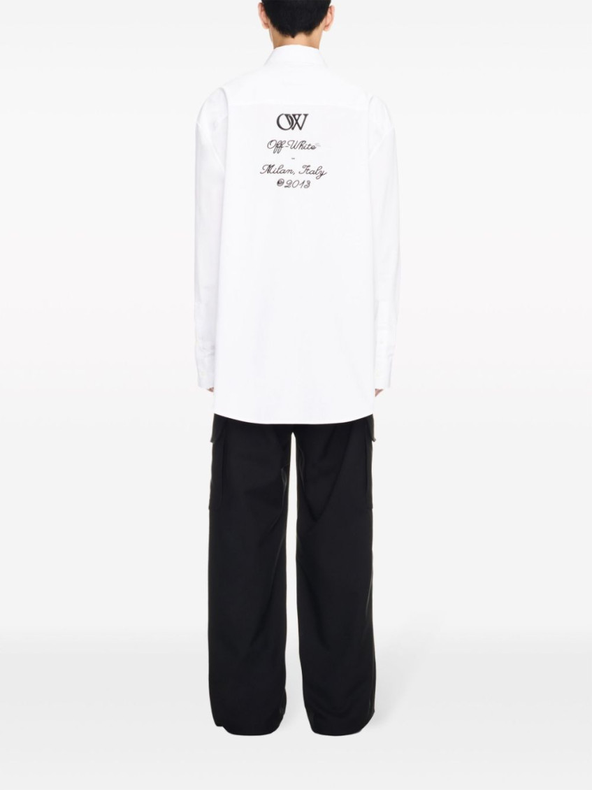 Logo-embroidered cotton shirt