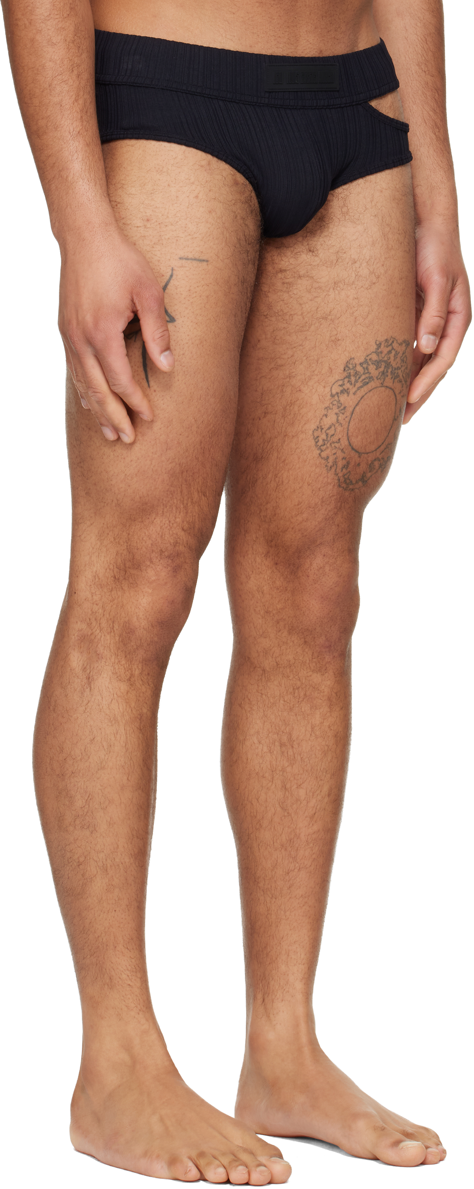 Black Asymmetrical Opening Briefs