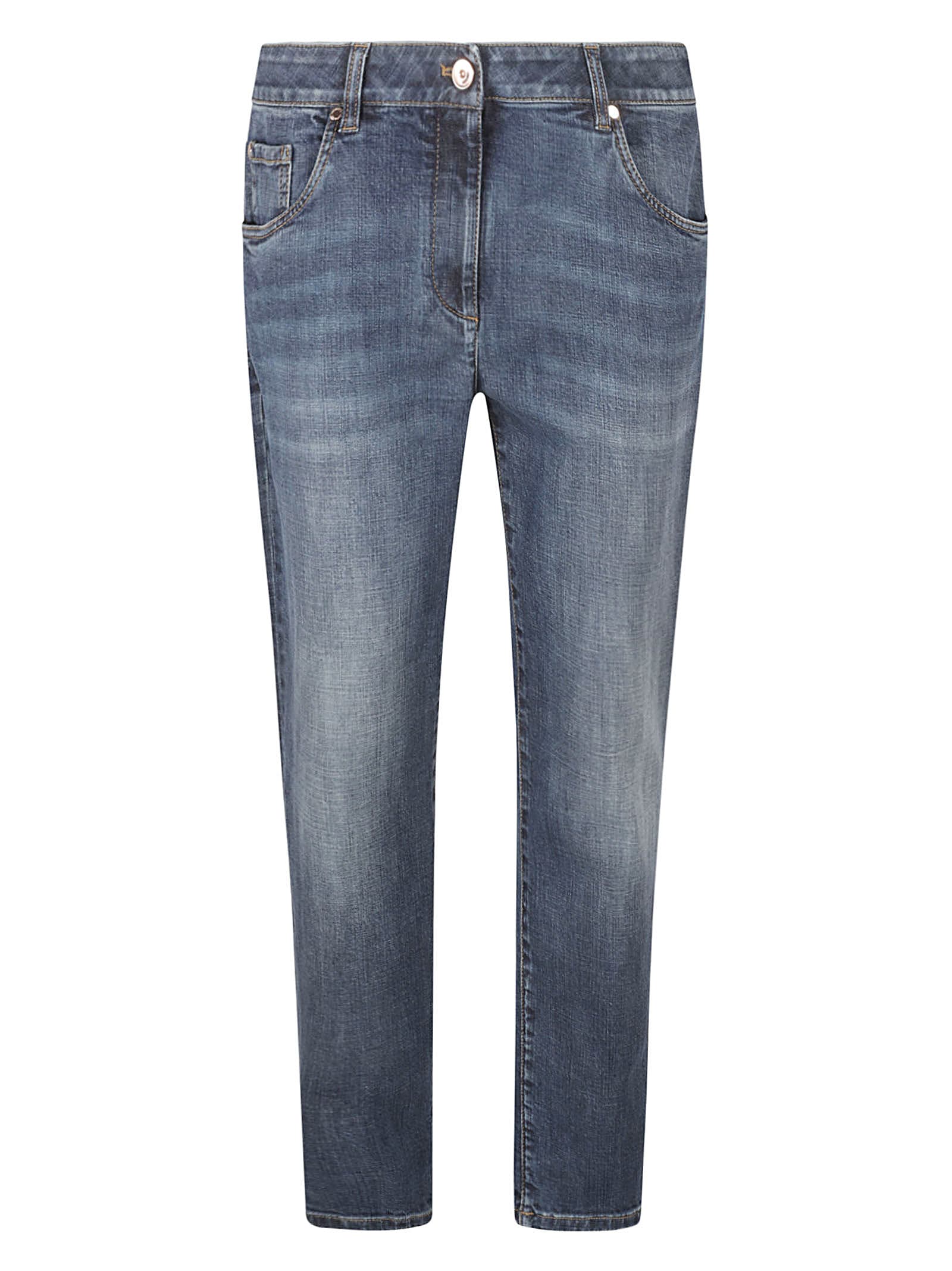 Distressed-finish denim jeans - Blue