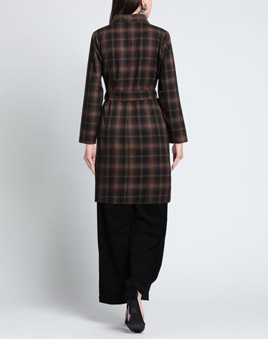 Woman Overcoat & Trench Coat Brown Size 10 Polyester, Viscose, Elastane