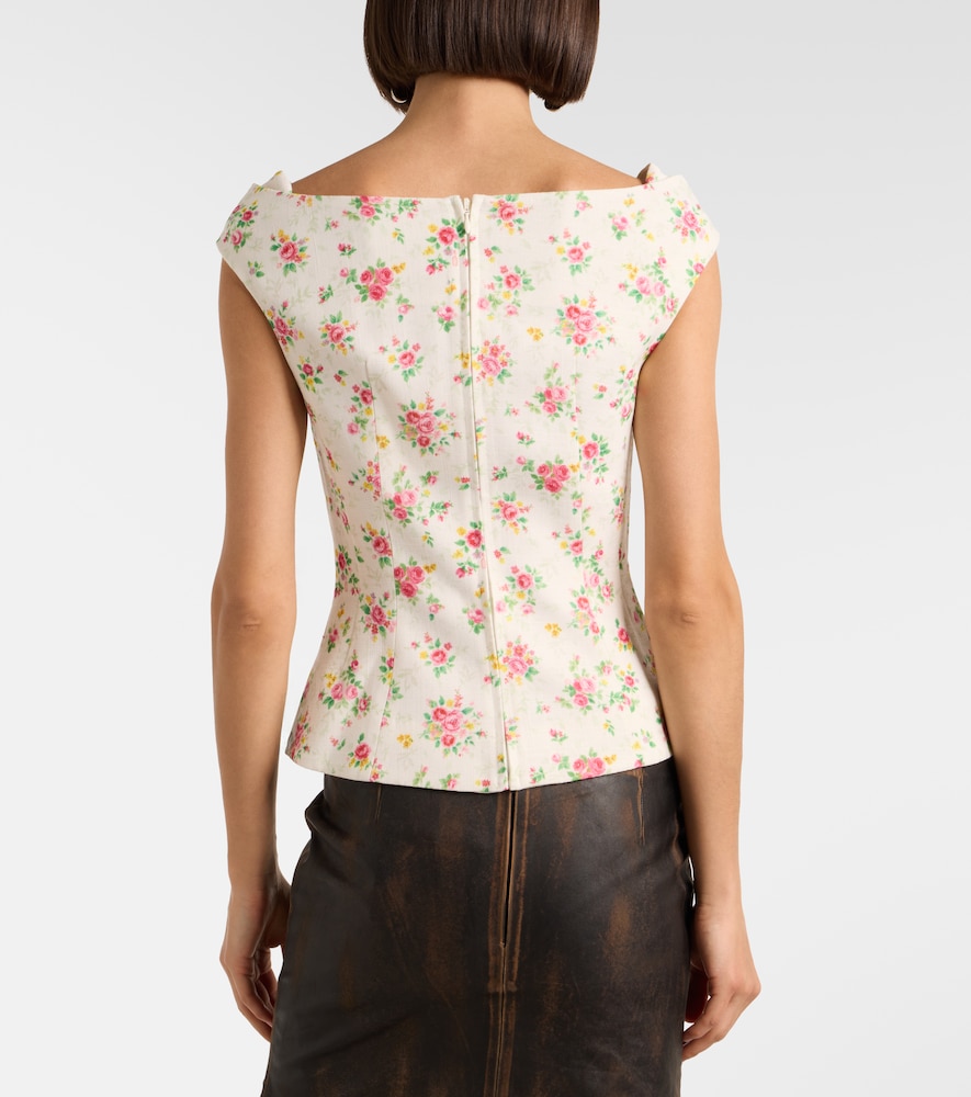 Bow-detail floral top