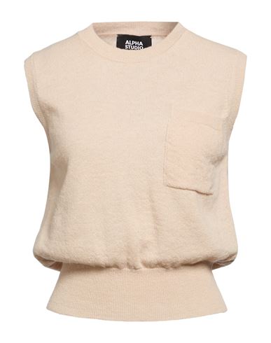 Woman Sweater Sand Size 6 Alpaca wool, Recycled polyamide, Polyamide
