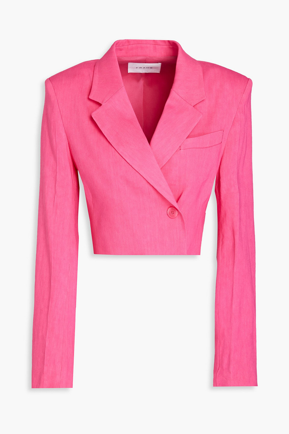 Cropped linen-blend blazer