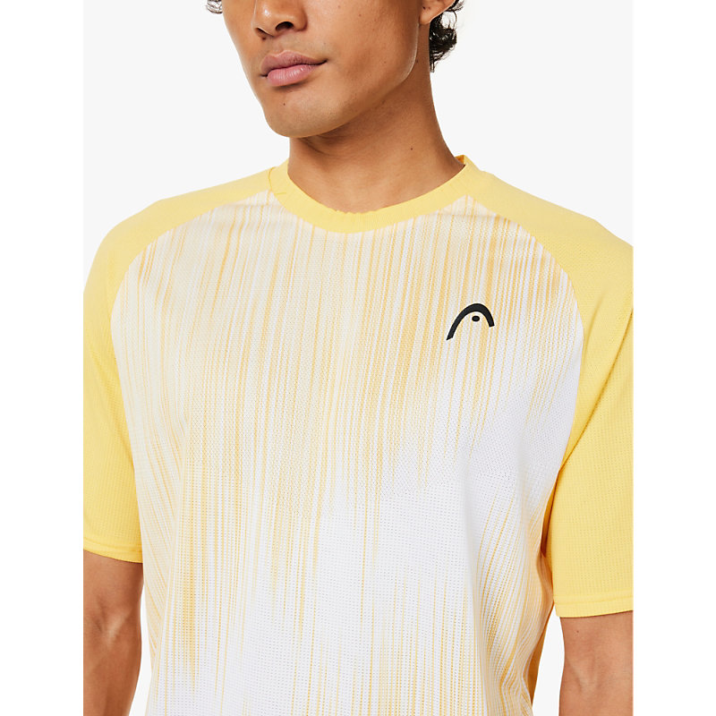 Mens White/yellow Performance Short-sleeve Woven T-shirt L