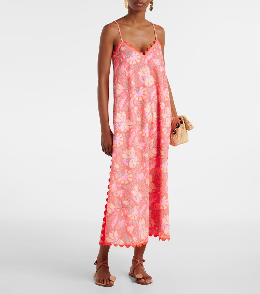 Floral scalloped cotton slip dress