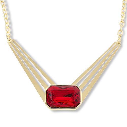 "Sunray 18"" Goldtone Octagonal Stone Drop Necklace