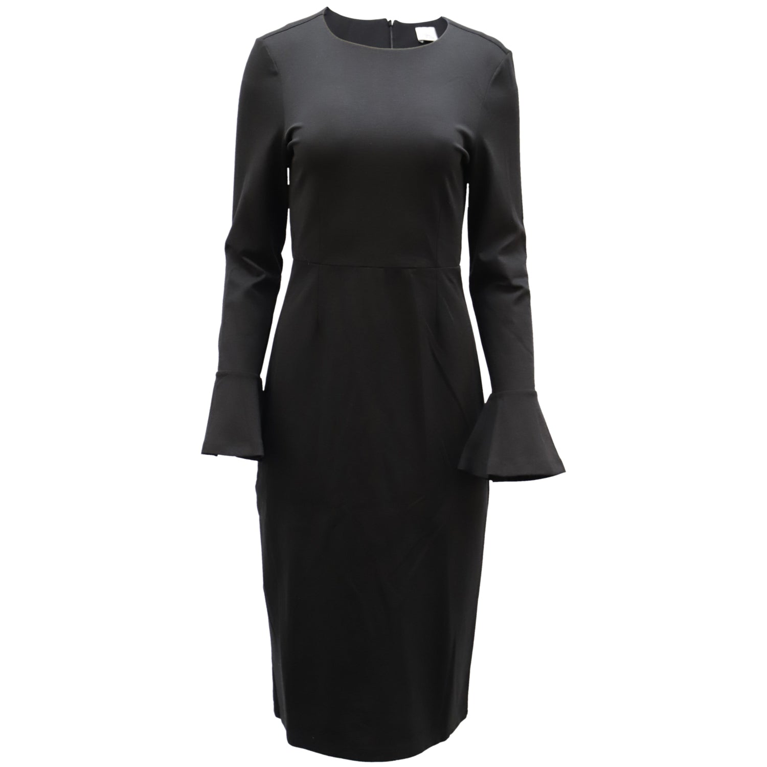 , Helga jersey dress with fluted sleeve; black