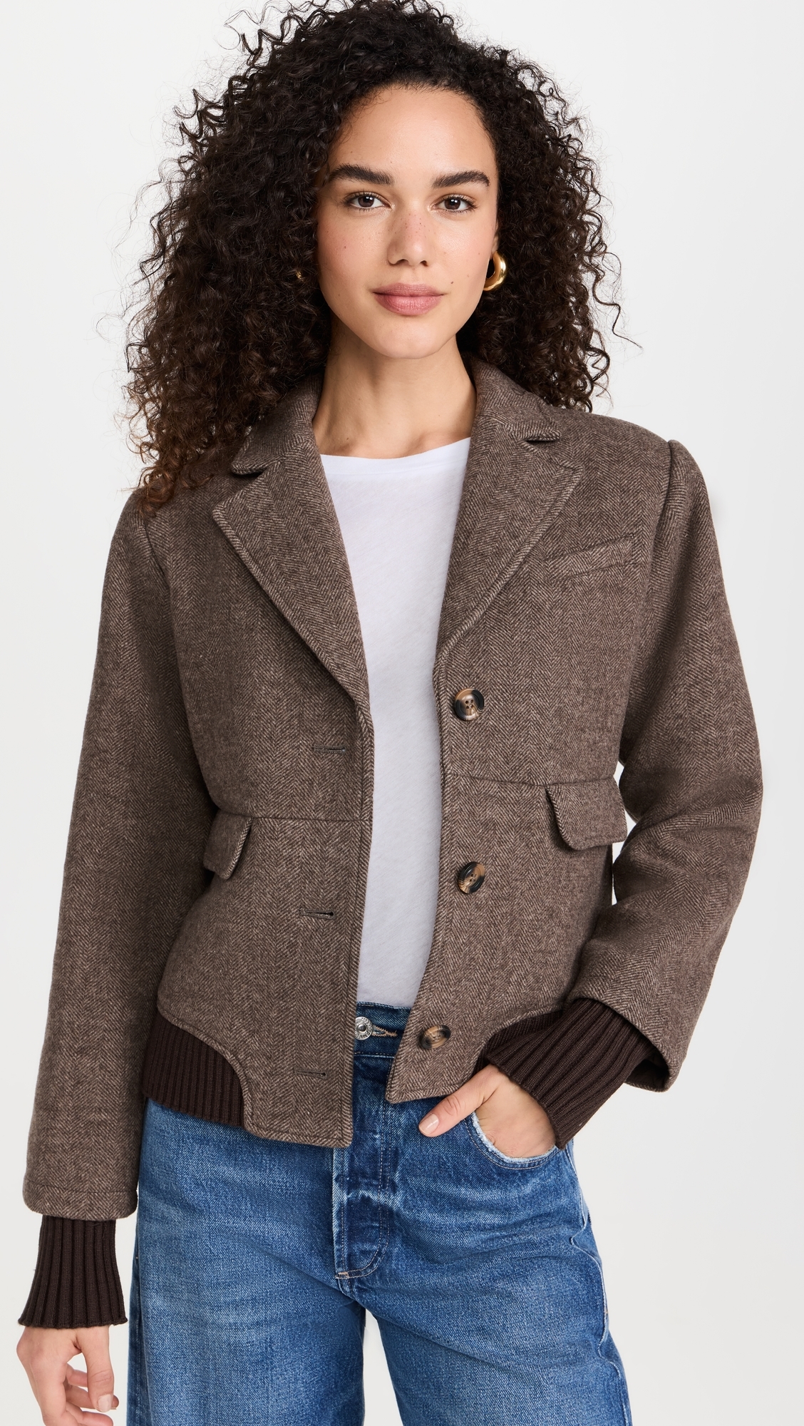 The City Bomber Jacket Chocolate Herringbone