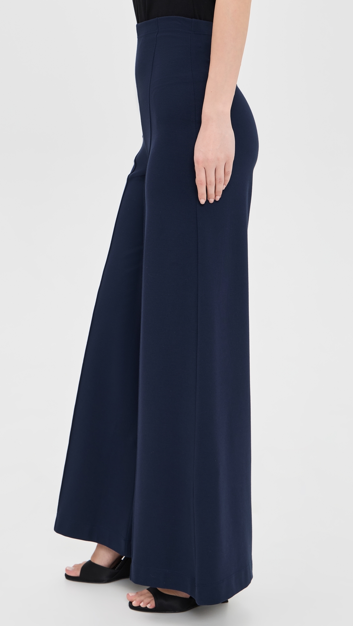 Ponte Knit Standard Wide Leg Pants NAVY