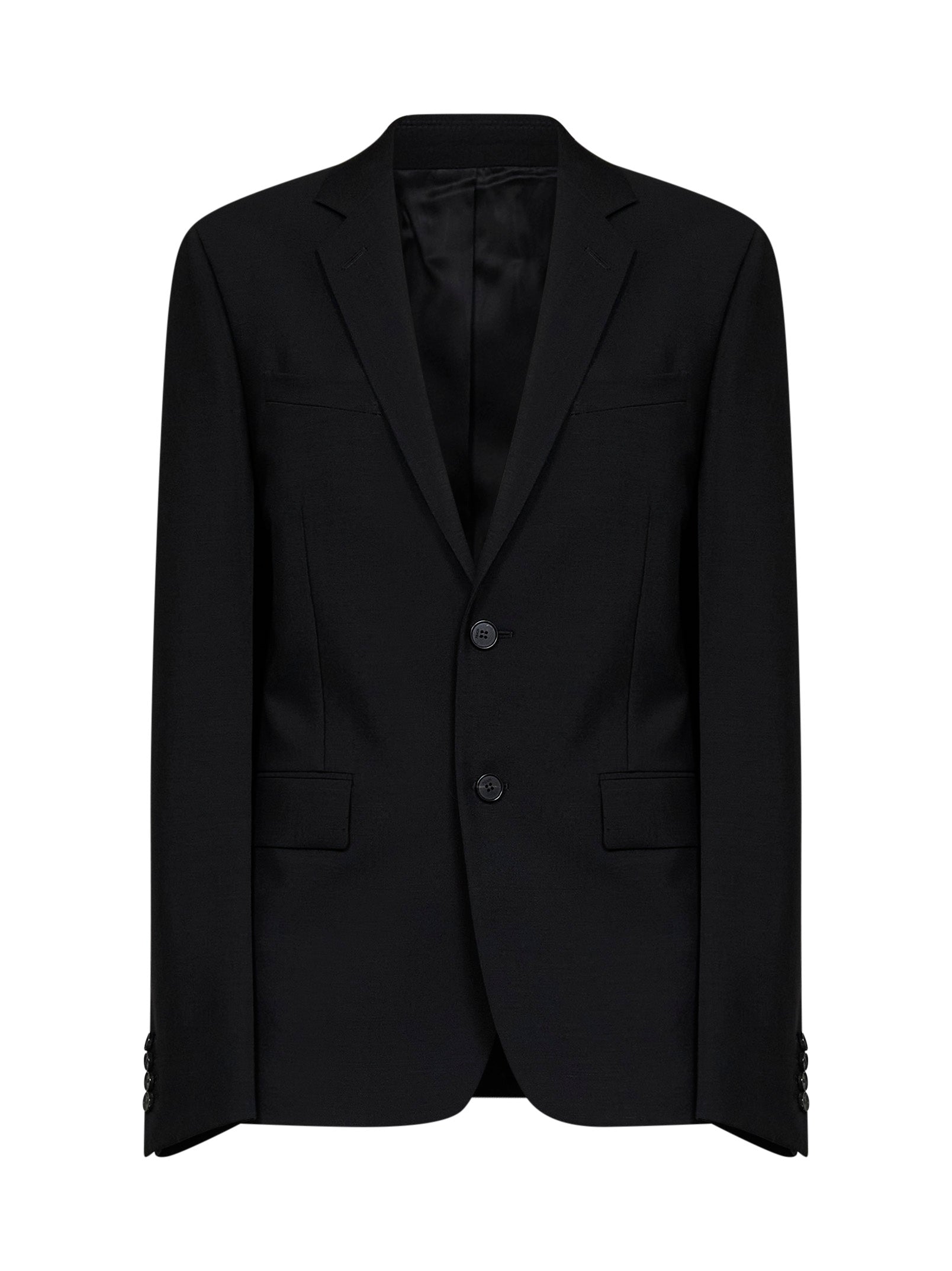 Mohair Blend Single-Breasted Blazer — Black