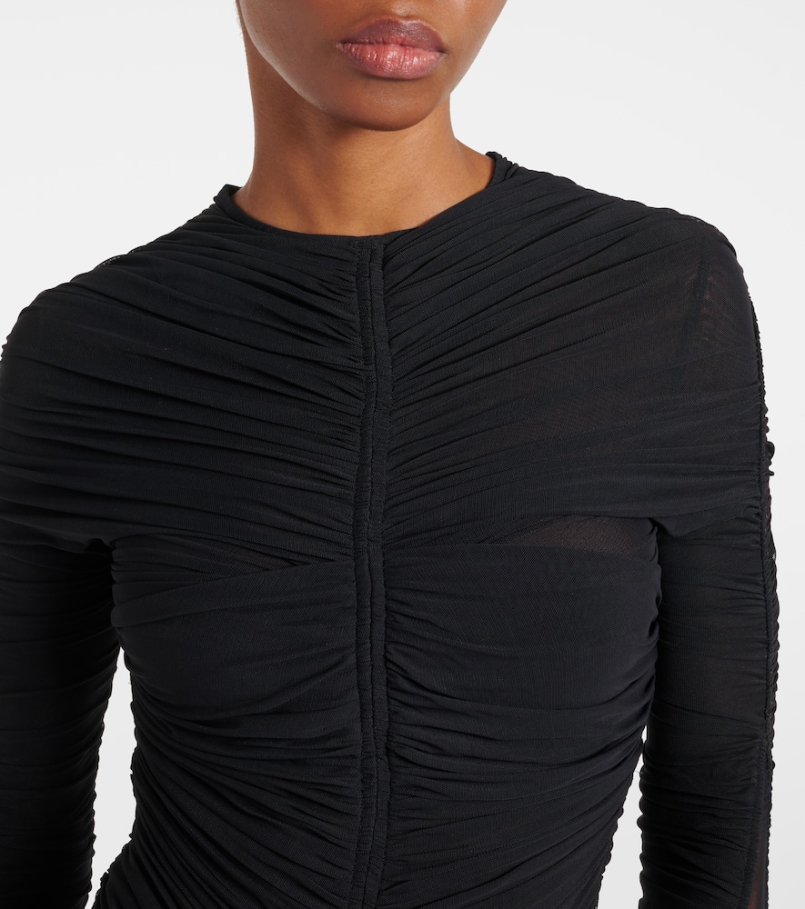 Sheer ruched bodysuit