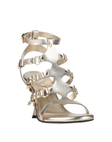 Woman Sandals Platinum Size 10 Leather