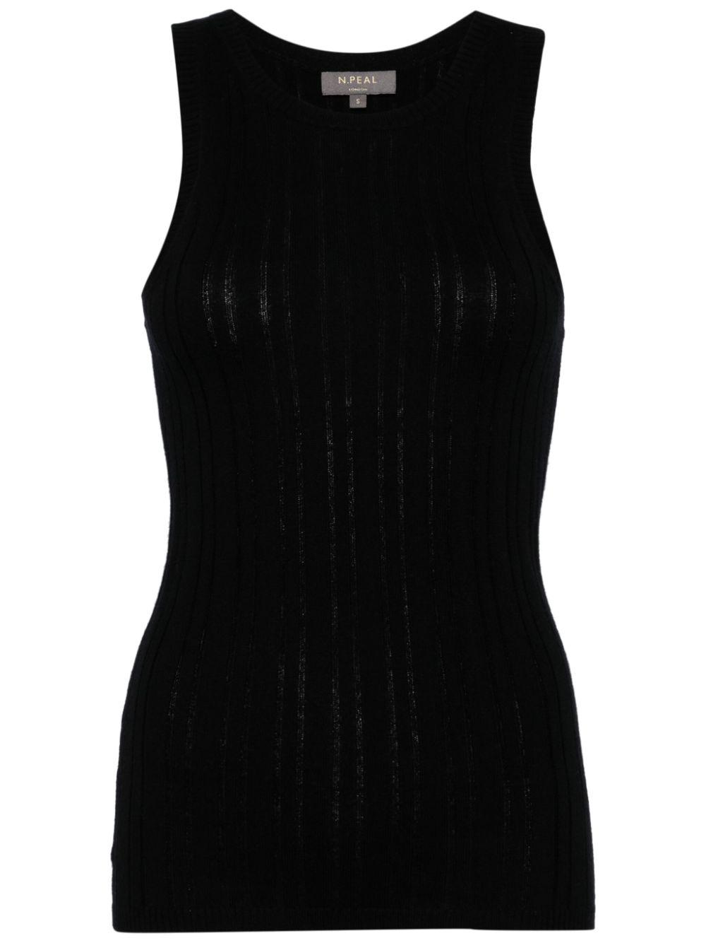 Round-neck ribbed-knit tank top - Neutrals