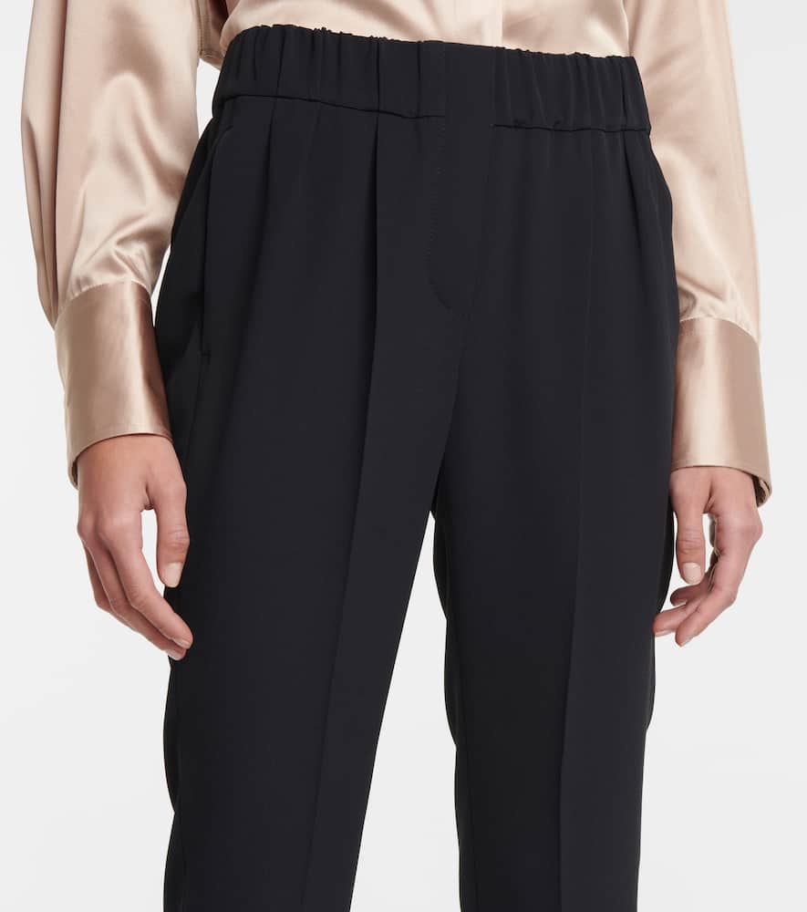 High-rise silk-blend pants