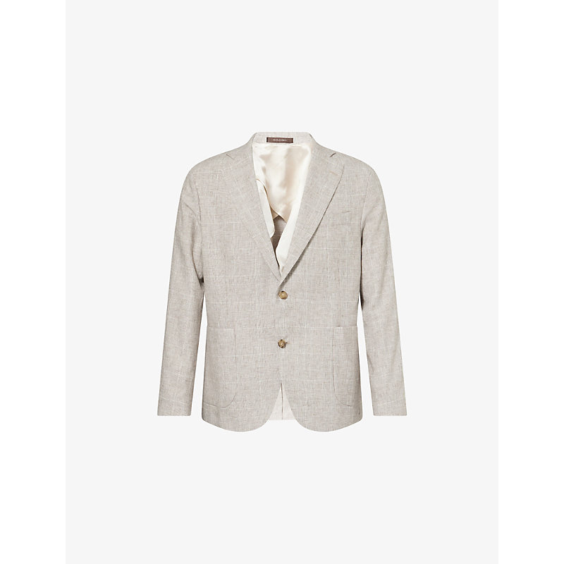 Mens Ferry Single-Breasted Linen-Blend Blazer
