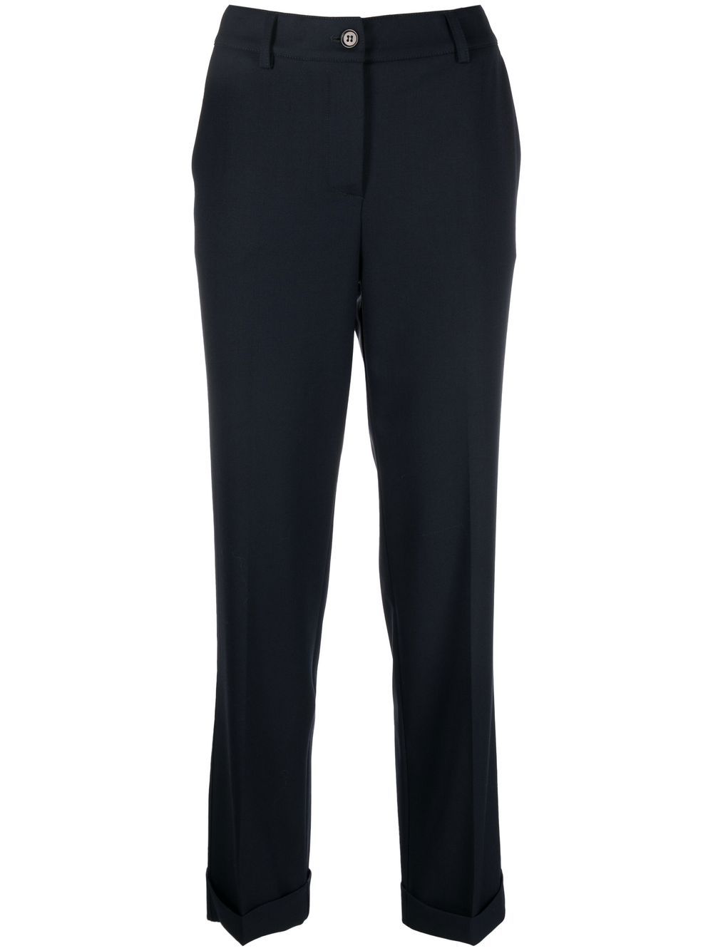 Mid-rise tailored straight trousers - Black