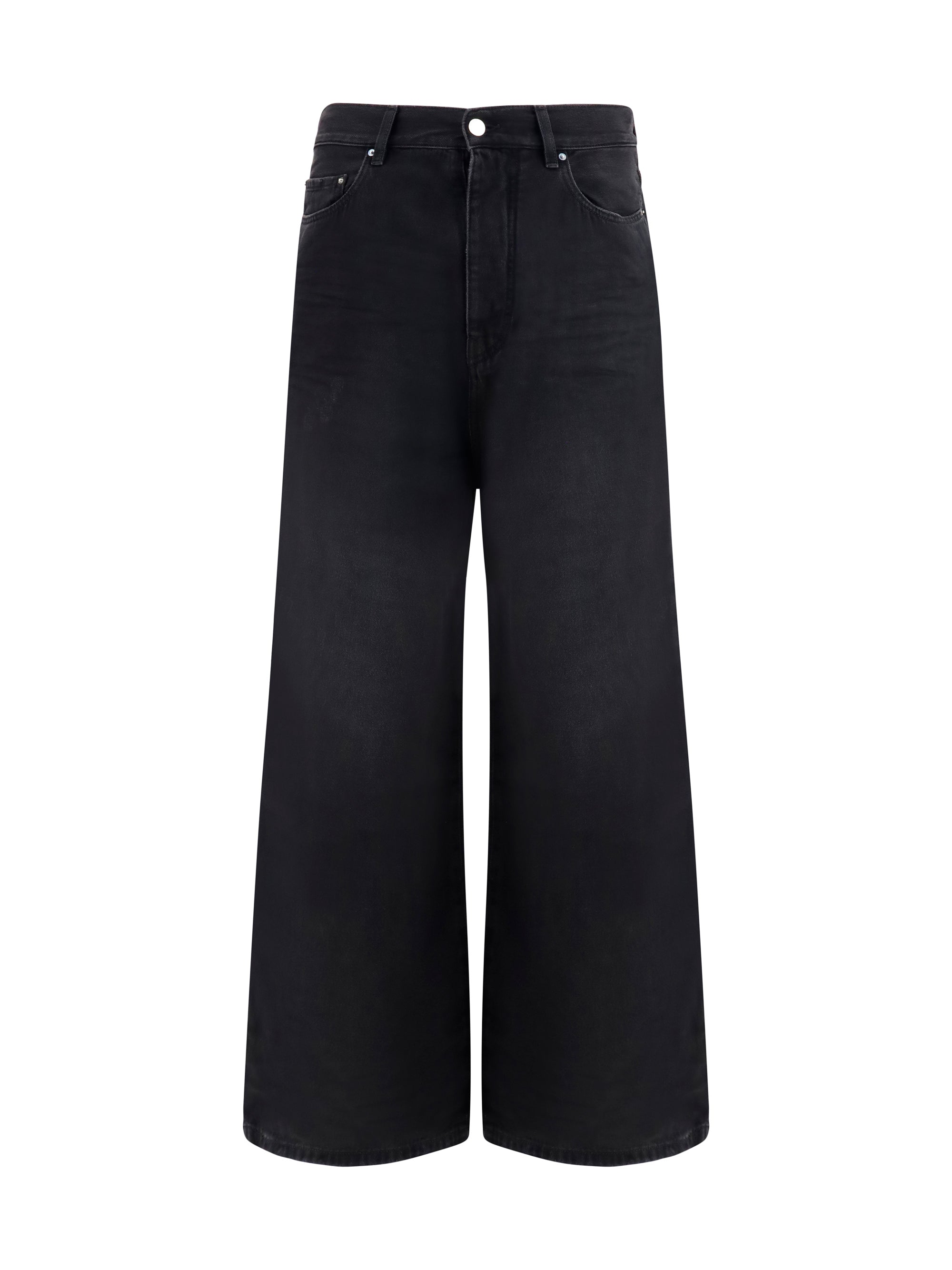 Wide-Leg Cotton Jeans — Black
