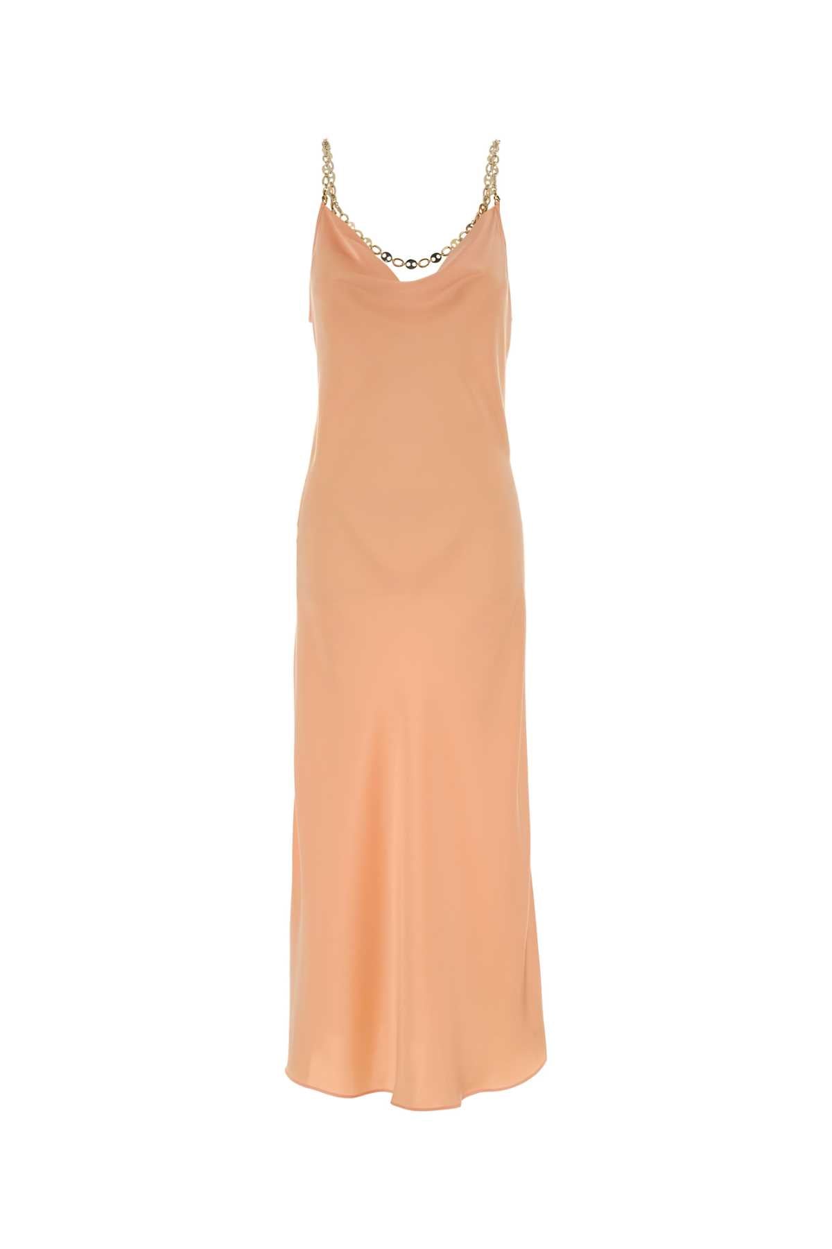 Chain-Strap Satin Slip Dress — Pink