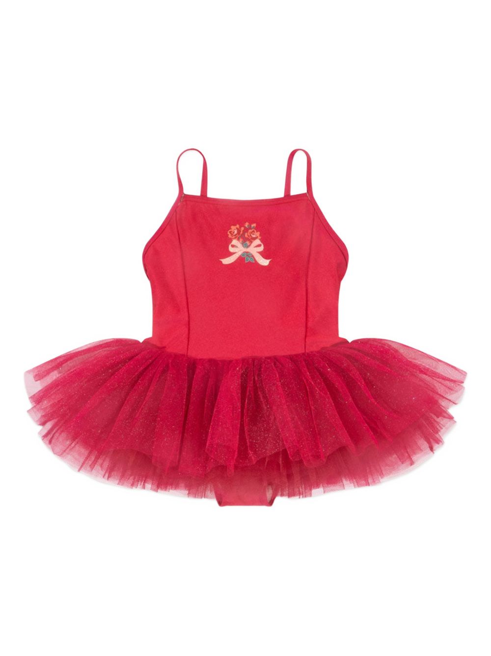 Rose-embellished tulle dress - Red
