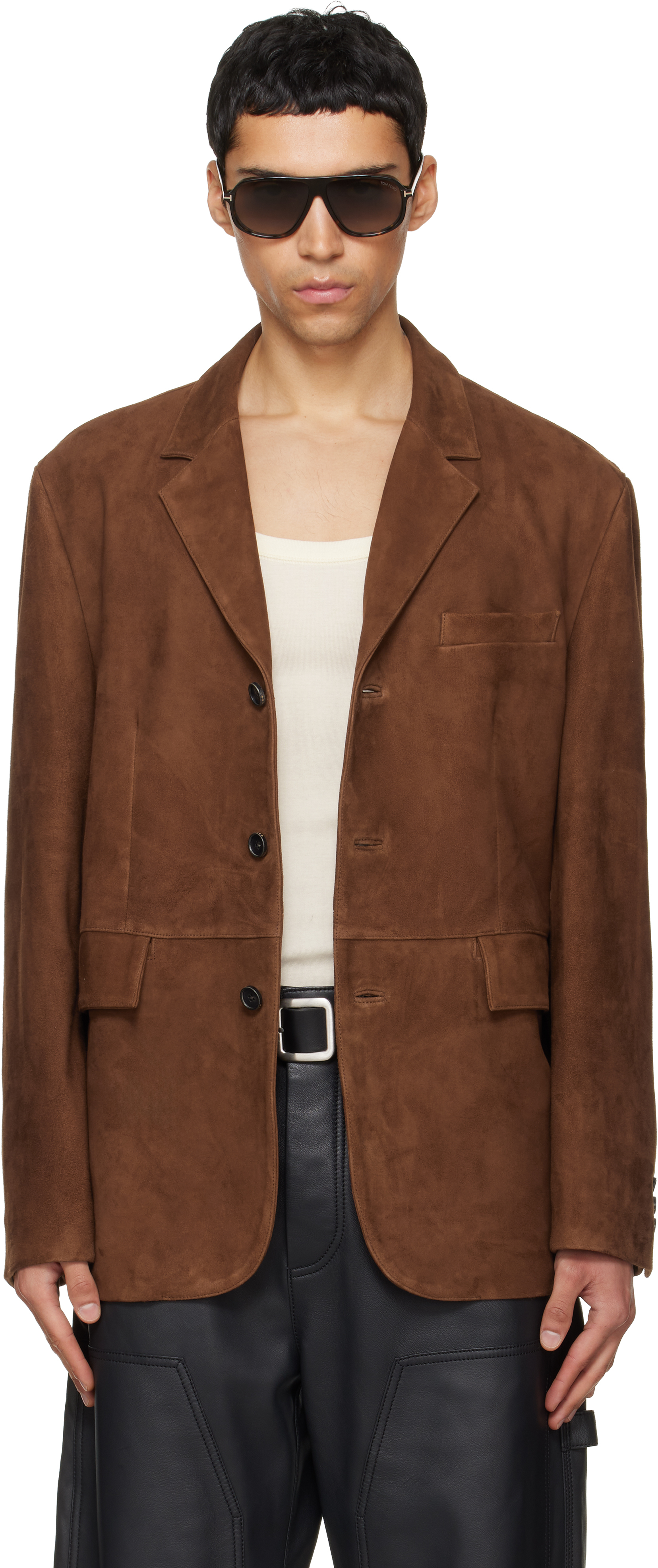 Brown Tailored Suede Blazer