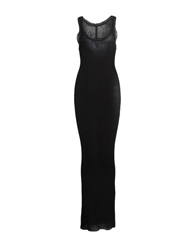 Woman Maxi dress Black Size S Linen, Silk