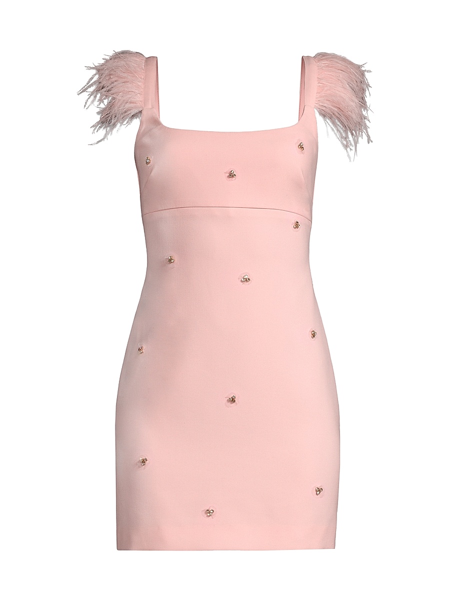Women's Cameron Feather & Crystal Minidress - Rose Shadow