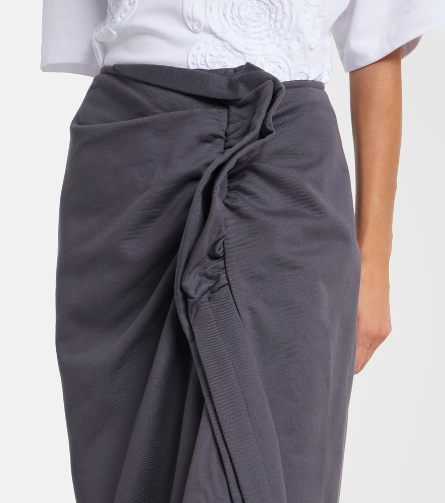 Ruffled cotton midi skirt