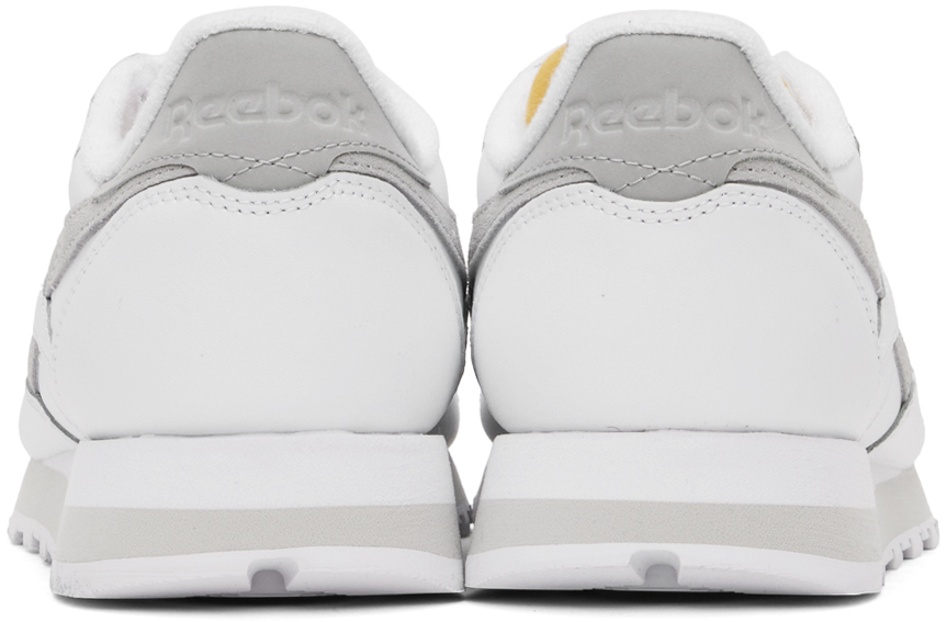 Reebok Classics White & Gray Classic Leather Sneakers
