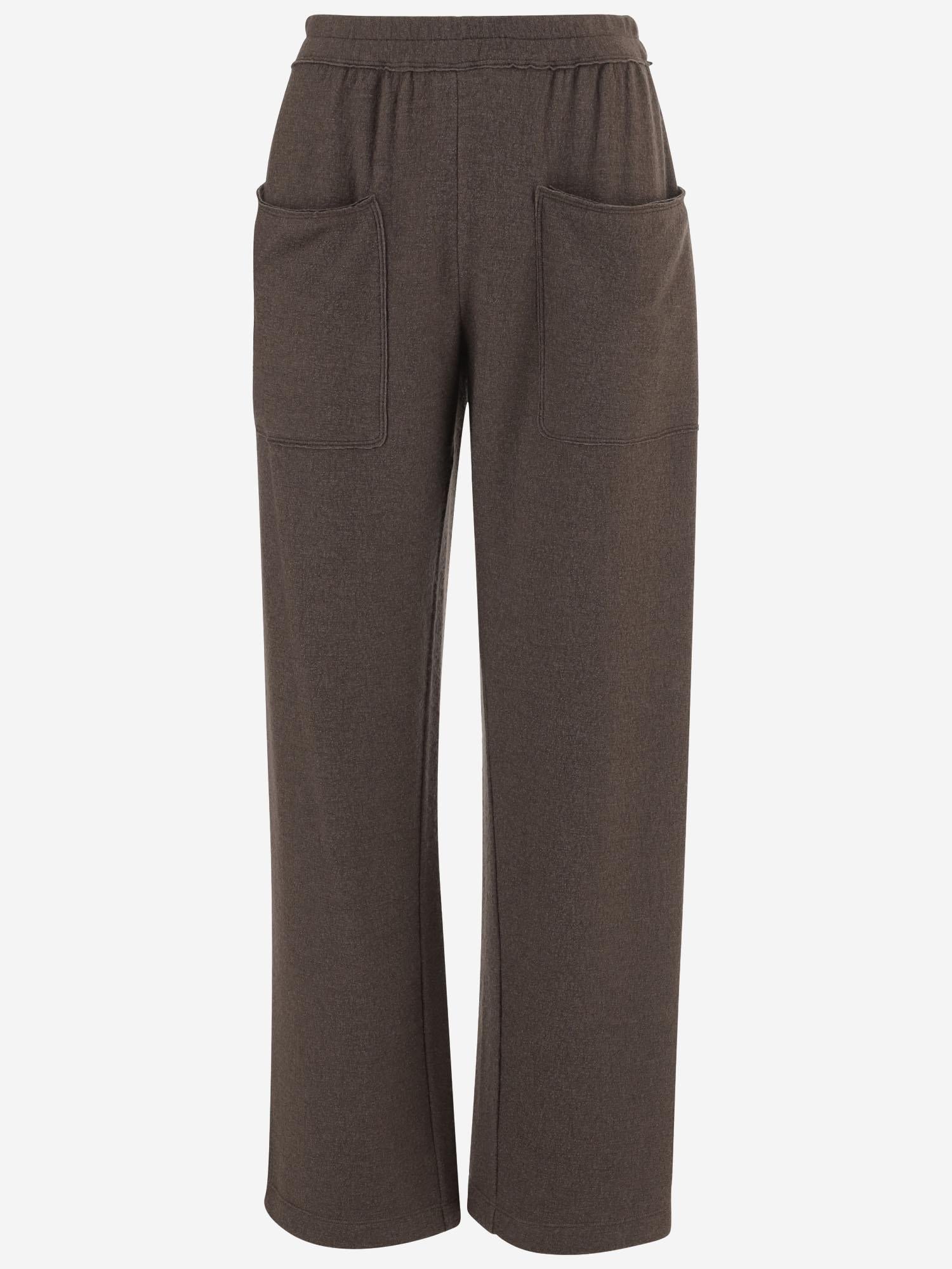 Silk and Cashmere Stretch Trousers — Brown