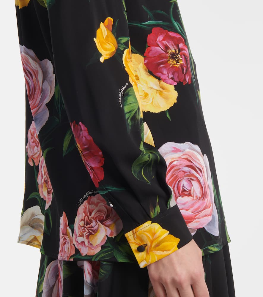 Floral silk-blend charmeuse shirt