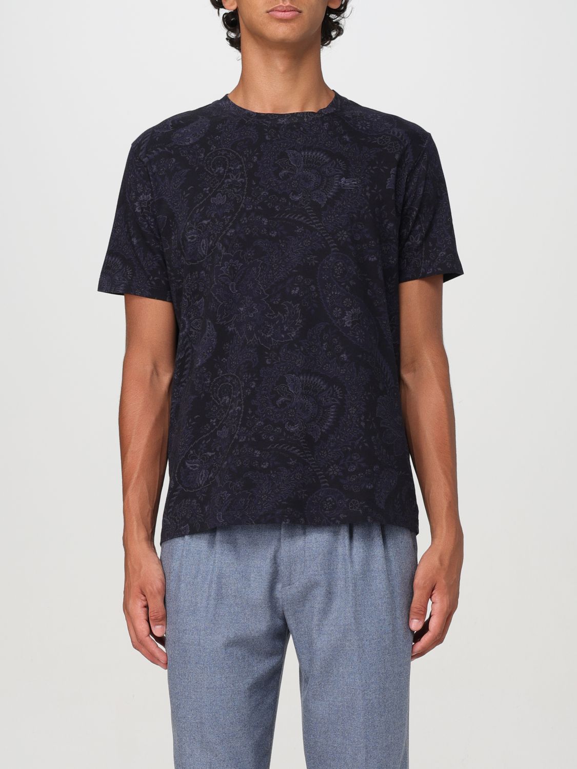 Paisley-print jersey T-shirt - Blue