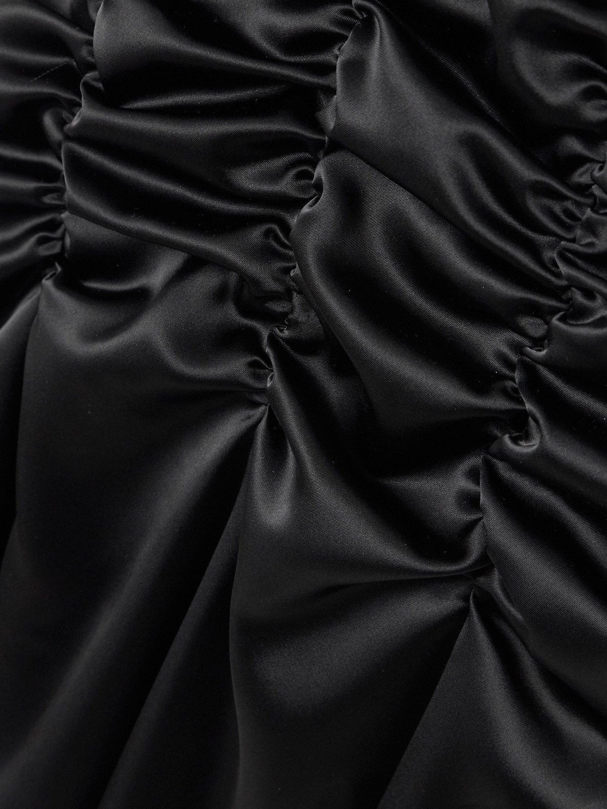 Balthus Ruched Satin Mini Dress - Black