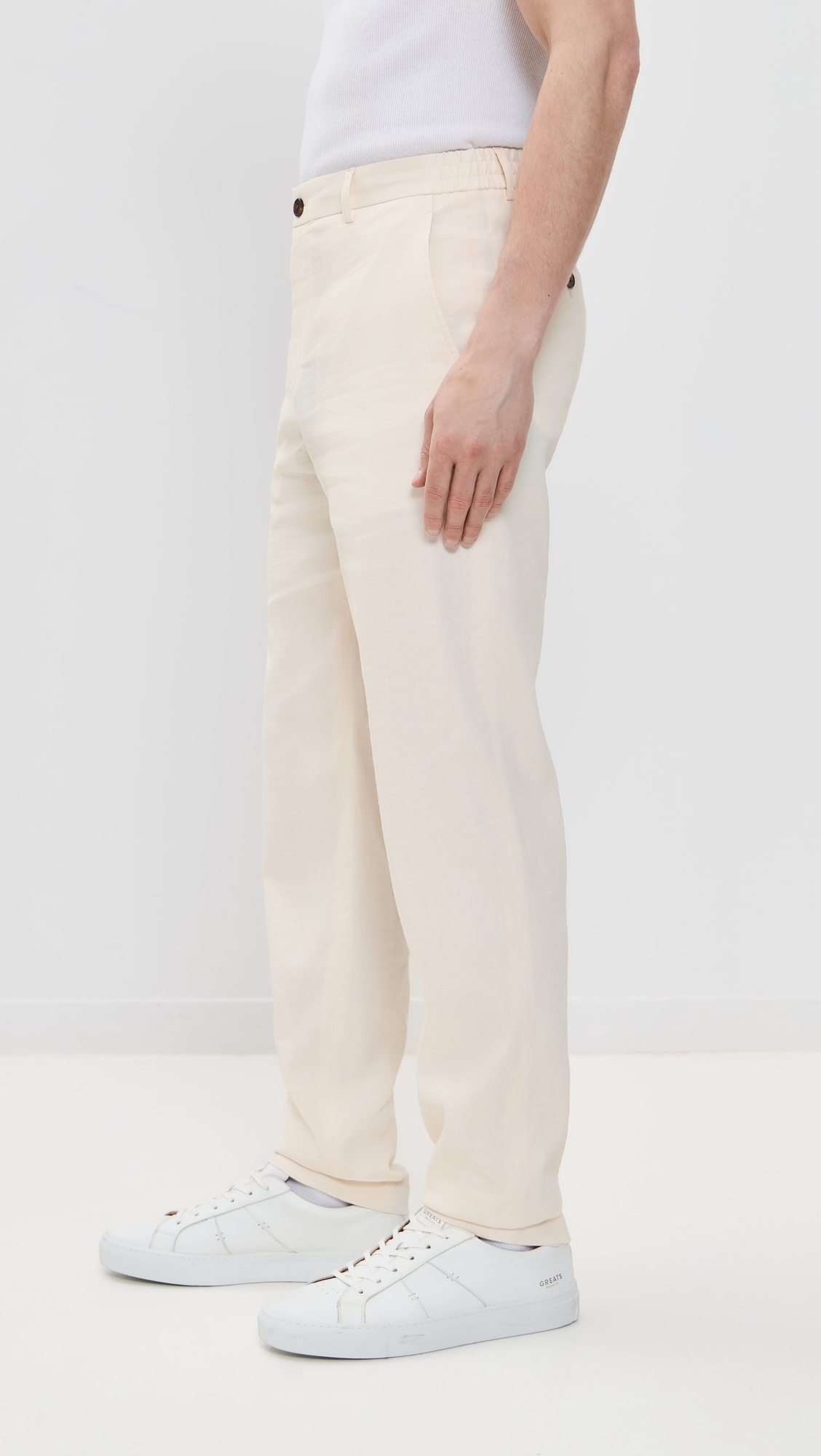 Theory Good Crunch Linen Curtis Drawstring Pants Egg Shell