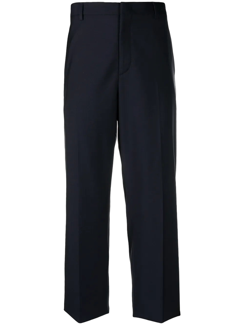 Wool-Mohair Blend Straight-Leg Trousers — Navy