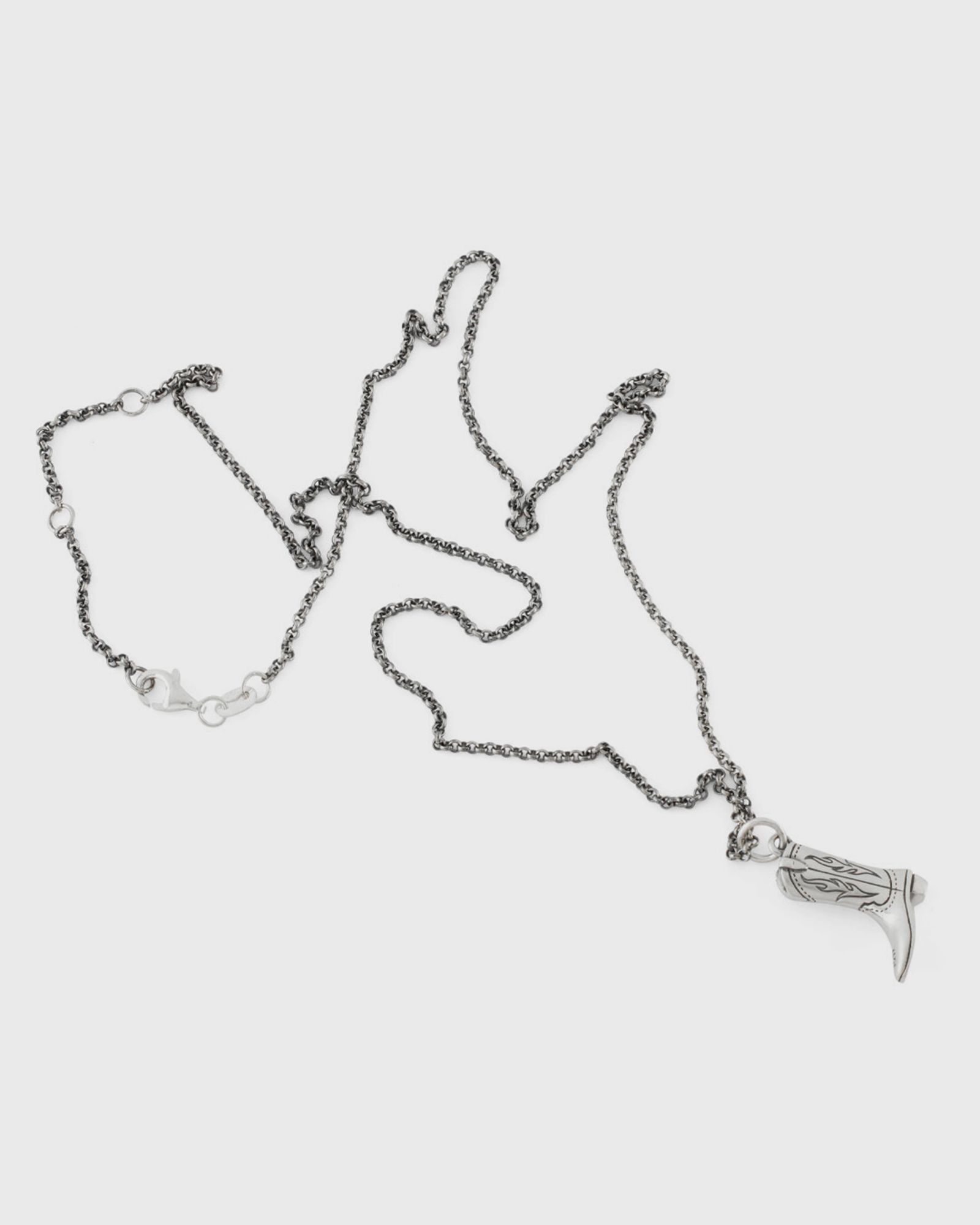 Silver Cowboy Boot Necklace silver male Jewellery now available at BSTN