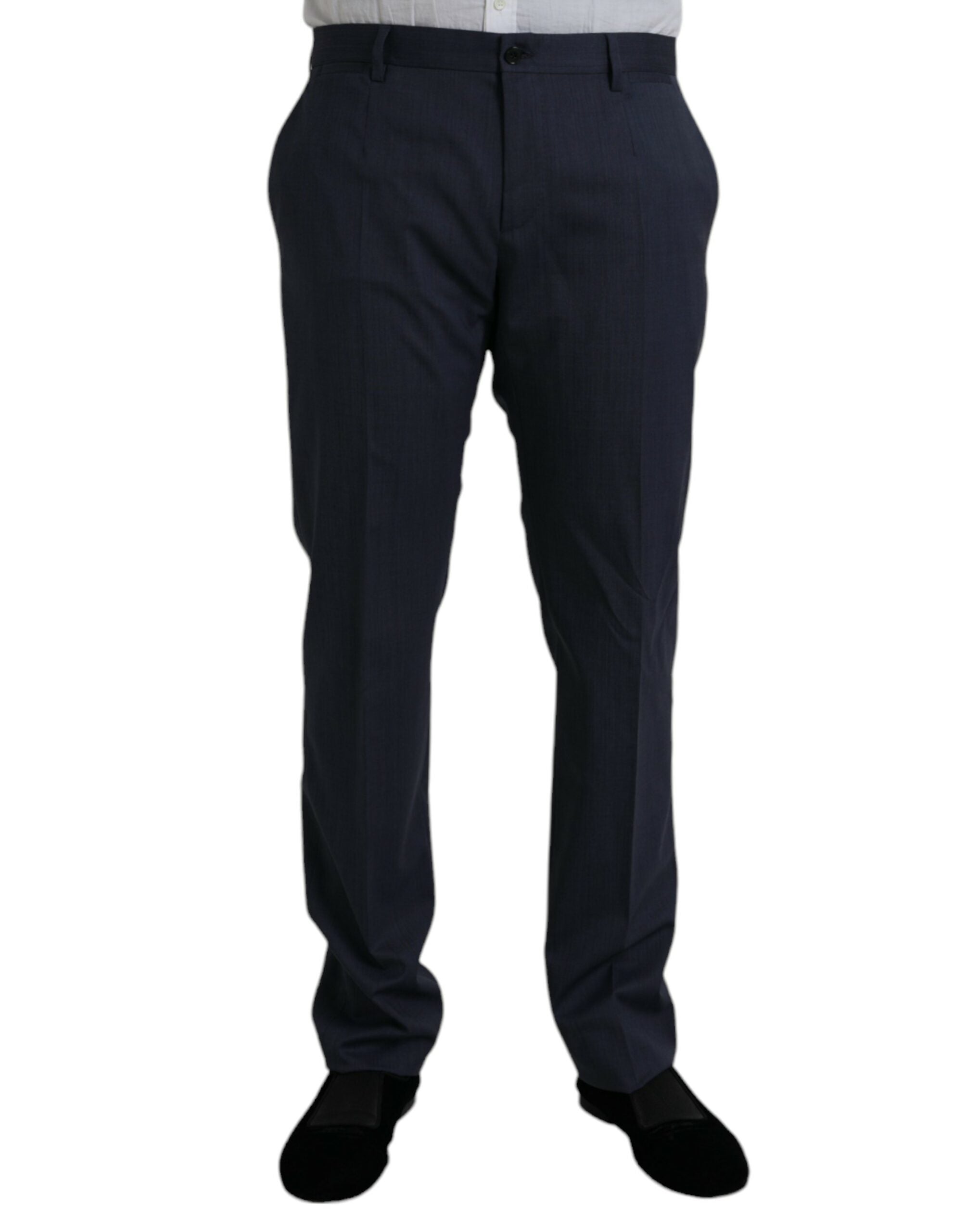 Virgin Wool Slim Fit Trousers — Blue